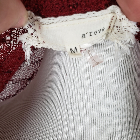 A'reve lace cardigan kimono maroon burgundy floral - Picture 7 of 9